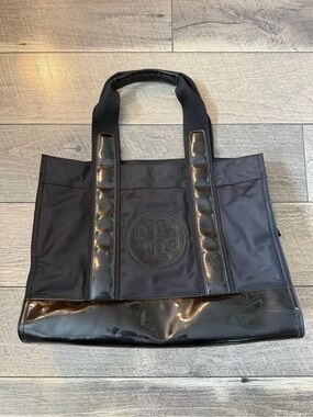 Tory Burch Black Nylon Logo Tote